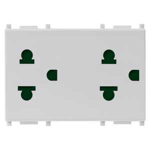 Sicury Dual <b>Socket</b> 2P+T 16A USA EU <b>Plug</b> Type Silver Finish - Product Image 1