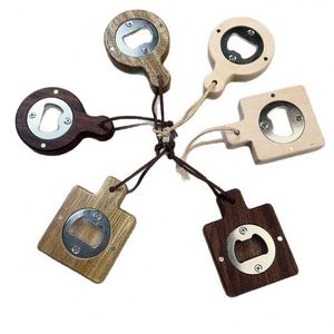 Wooden <b>Key</b> <b>Chain</b> Acacia Beech Solid Wood Customizable Magnetic Refrigerator Sticker Beer Bottle Soda Can Opener Home Use - Product Image 5