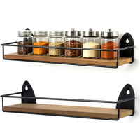 Étagère à épices multifonctionnelle pour cuisine, organiseur de bureau à 2 niveaux, conteneur de rangement en métal et bambou pour cuisine, organiseur d'épices pour cuisine