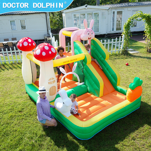 Château gonflable extérieur Doctor Dolphin en tissu Oxford pour enfants, motif lapin, 315x270x250cm, 3 personnes, facile à monter - Product Image 1