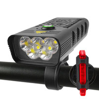 Farol de bicicleta 10000mah, 3000 lúmens, acessórios de bicicleta, 5 leds, super clara