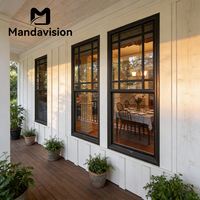 Ventanas Corredizas Verticales Modernas Personalizadas con Marco de Aluminio y Diseño de Rejillas, Persianas Disponibles al por Mayor