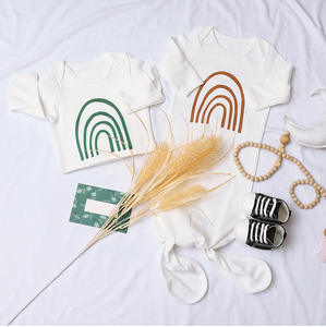 Verano primavera unisex niño y niña Arco Iris estampado ropa de dormir Bebé orgánico anudado saco de dormir Pijamas - Product Image 3