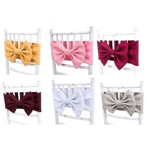 2026 New Customized Blush <b>Pink</b> Chair Sashes Polyester Bow Flower Chair Sashes for Banquet - Product Image 4