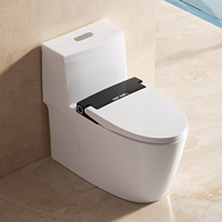 Bidet automatique intelligent en plastique noir en forme de V avec siège chauffant, fermeture douce, auto-nettoyant, affichage numérique, couvercle, télécommande, design moderne