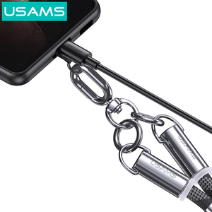 Cordon de téléphone USAMS SJ745 avec câble de charge PD 60W, design tendance 2-en-1 USB-C vers USB-C, pour tour de cou et <span class=keywords><strong>poignet</strong></span>, accessoires pour téléphones mobiles - Product Image 2