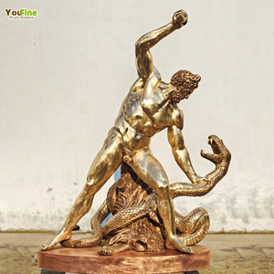 Estatua de Hércules de Bronce de Tamaño Real YouFine con Bate y Piel de León, Escultura Hecha a Mano de Mitología Griega para Jardín, Casa o Villa - Product Image 2