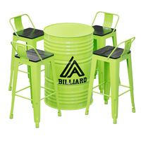 Ensemble table et chaises de bar en fût de pétrole de style industriel avec tabouret à pieds hauts pour café/restaurant, mobilier commercial d'extérieur
