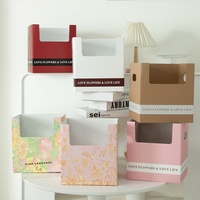 Boîte simple et écologique à deux poignées pour arrangements floraux et végétaux, emballage pour fleuristes, faible MOQ 10