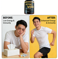 Complément alimentaire Potency Wood |   Mélange de Muira Puama, Ginkgo Biloba et Ginseng |   60 Capsules végétariennes |   Soutien Quotidien au Bien-être
