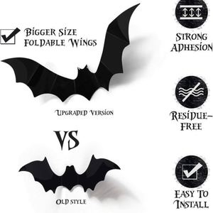 Cross-<b>Border</b> Halloween 3D Bat and Spider <b>Wall</b> Stickers Black Decorations for Party Scene Setup Toy Sticker - Product Image 2