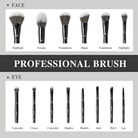Pour Beili ensemble de pinceaux de maquillage en cheveux synthétiques noir brillant de 14 pièces pinceaux de rasage de visage de luxe avec étiquette et emballage personnalisés