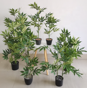 Planta de plástico artificial de 100cm de altura, marihuana sintética con hoja de tela, decoración única y llamativa - Product Image 2