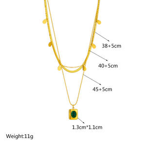 Niche, diseño Retro para mujer, pendientes <span class=keywords><strong>de</strong></span> circón Esmeralda, conjunto <span class=keywords><strong>de</strong></span> collar, acero <span class=keywords><strong>de</strong></span> titanio <span class=keywords><strong>de</strong></span> lujo ligero con joyería templada chapada en oro - Product Image 5