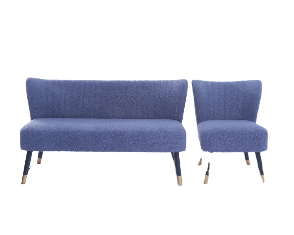 Diseño moderno decorativo wingback elegante muebles conjunto azul real sala de estar silla