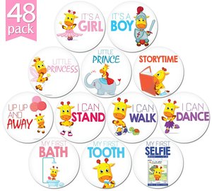 โปรโมชั่นพิเศษ แพ็ค 48 ชิ้น สติกเกอร์รูปยีราฟขนาด 4 นิ้ว คุณภาพพรีเมียม สติกเกอร์บันทึกความทรงจำประจำเดือนสำหรับเด็กแรกเกิด - Product Image 5