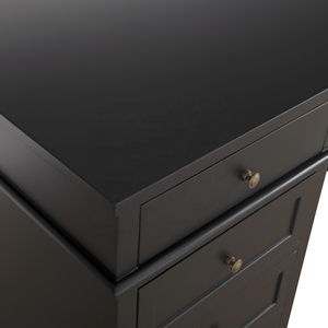 โต๊ะทำงานบ้านทำจากไม้สีดำพร้อมชั้นวางแบบถอดได้และลิ้นชัก3อัน - Product Image 3