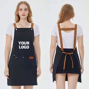 Wholesale Heavy Duty Adjustable Bib for <b>Women</b> Men Artist Hair Barista Coffee Shop Bakery Salon <b>Apron</b> Custom Logo - Product Image 1