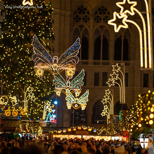 Lampadaires de Noël extérieurs étanches à motif croisé pour les rues de la ville - Product Image 1