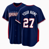 Jersey Baseball Bordir Tackle Twill Dominika, Promo Panas # Kain jaring 27 mesh Limited Jersey
