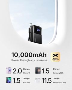 <span class=keywords><strong>Cargador</strong></span> Portátil Ultra Mini INIU de 10000mAh, Carga Rápida de 45W, Doble USB-C/USB-A, Pantalla Digital, Banco de Energía de Viaje Seguro para Vuelos - Product Image 6
