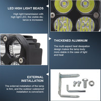 JHS Focos Luces Auxiliares de Conducción Todoterreno, Luces de Trabajo de 3 Pulgadas y 40W, Cuadradas, LED, para Motocicleta, Camioneta, SUV, UTV
