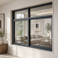 Fenêtre coulissante en alliage d'aluminium avec moustiquaire invisible, à rupture de pont thermique, pour usage commercial extérieur en cuisine, antivol, certifiée CE