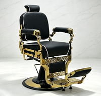 Fauteuil de barbier pivotant réglable de qualité supérieure, plaqué or vintage, pour hommes, salon de coiffure