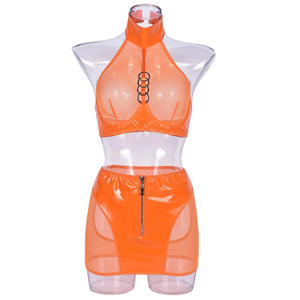 Conjunto de Lencería de Cuero Negro para Mujer, Sujetador para Pechos Grandes, Ropa Interior Sexy y Reveladora, Diseño Popular en Tela de Nailon - Product Image 4