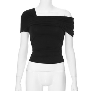 T-shirt da Donna Monocolore con Logo Personalizzato, Aderente, Manica Corta, Crop Top, Blusa - Product Image 6