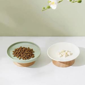 Gamelle élégante surélevée antidérapante en céramique pour animaux de compagnie avec support en bois incliné pour croquettes, vente en gros, modèle séparé - Product Image 4