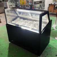Vitrine Réfrigérée Commerciale à Température Unique pour 8 à 24 Bacs, avec Refroidissement par Air, pour Crèmes Glacées et Gelato, Idéale pour Cafés, Garantie 12 Mois