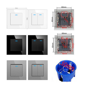 Interruptor de Pared Tipo 82 de 82x82mm, 2 Botones, Control Táctil, Interruptor LED Empotrado, Panel Negro, Blanco o Gris - Product Image 4