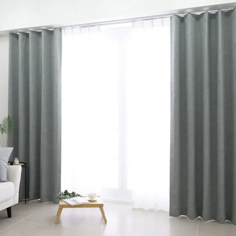 Rideaux En Lin Cortinas untuk rumah Sala Rideau Moderne tirai Linen Perancis untuk ruang tamu desain Modern mewah abu-abu