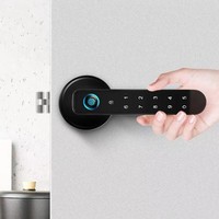 Precio de fábrica Cerradura de manija inteligente Manija de puerta inteligente con cerraduras Casa Ttlock Tuya Código Huella digital Cerradura de entrada sin llave para exteriores