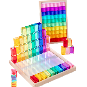 Nouveaux jouets Montessori design innovant, <span class=keywords><strong>blocs</strong></span> <span class=keywords><strong>empilables</strong></span> arc-<span class=keywords><strong>en</strong></span>-ciel transparents <span class=keywords><strong>en</strong></span> lucite acrylique haute transparence pour enfants, jeu ouvert - Product Image 1