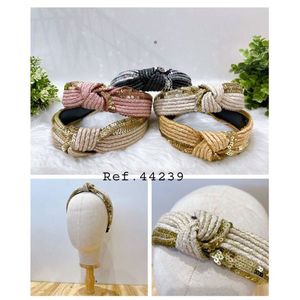 Fascia per capelli ondulata intrecciata con paillettes per donna, accessorio per capelli alla moda - Product Image 1