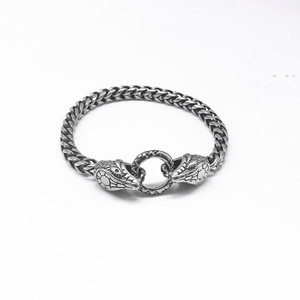 Yunnique Pulsera de cadena con cabeza de serpiente, plata tibetana, unisex, diseño de animales, joyería de regalo - Product Image 5