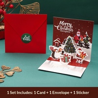 Tarjeta de Navidad 3D Pop-up con Árbol de Navidad de Dibujos Animados, Tarjeta de Felicitación Navideña para Regalos de Nochebuena y Deseos Corporativos