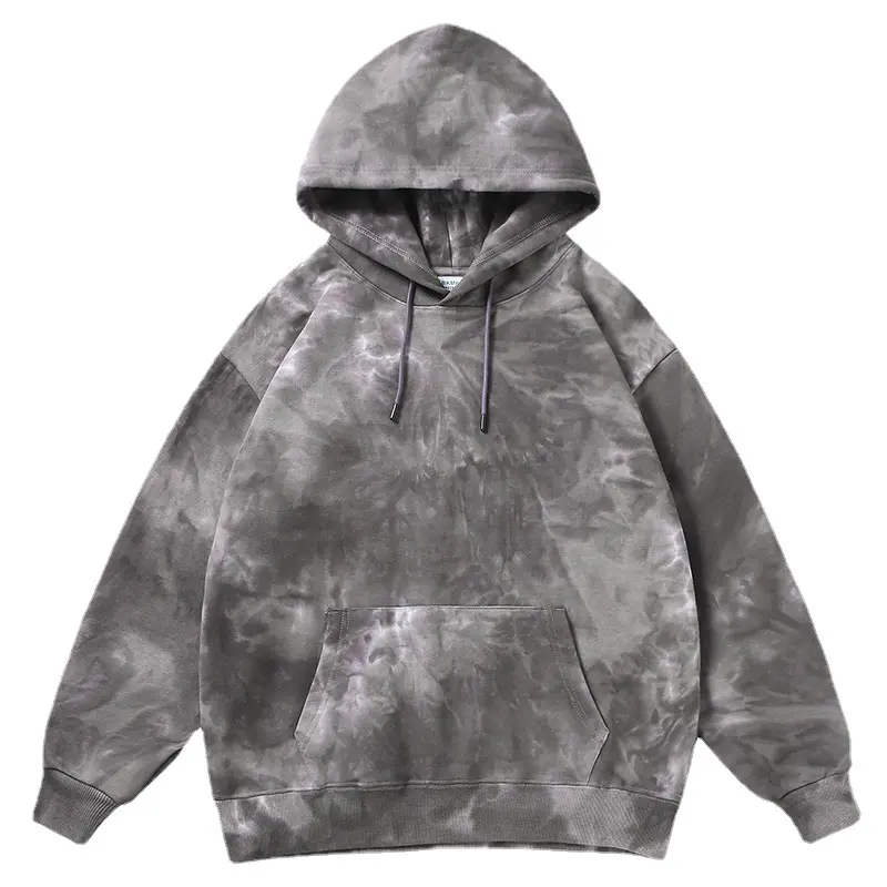 2022 Fashion Wholesale blank hoodies OEM Custom logo tie dye hoodie blank Dark grey 420gsm french terry hoodie