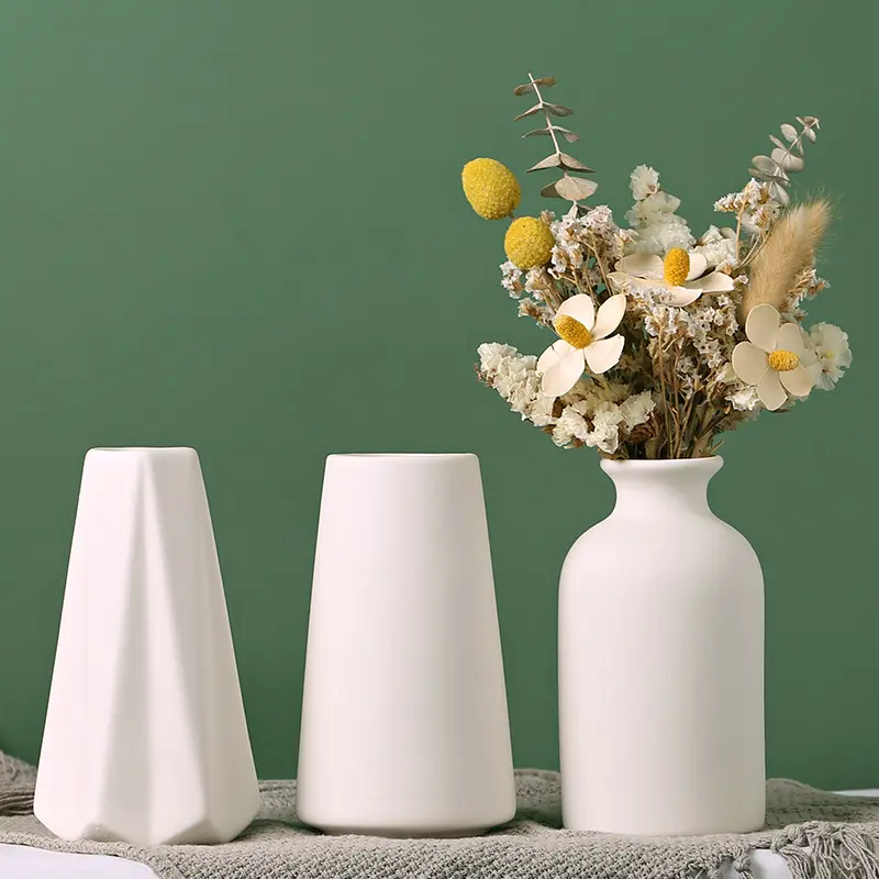 Personalizado gris sala de estar grande Morandi raya acanalado moderno estilo nórdico mate flor jarrón de cerámica para la decoración del hogar de la boda