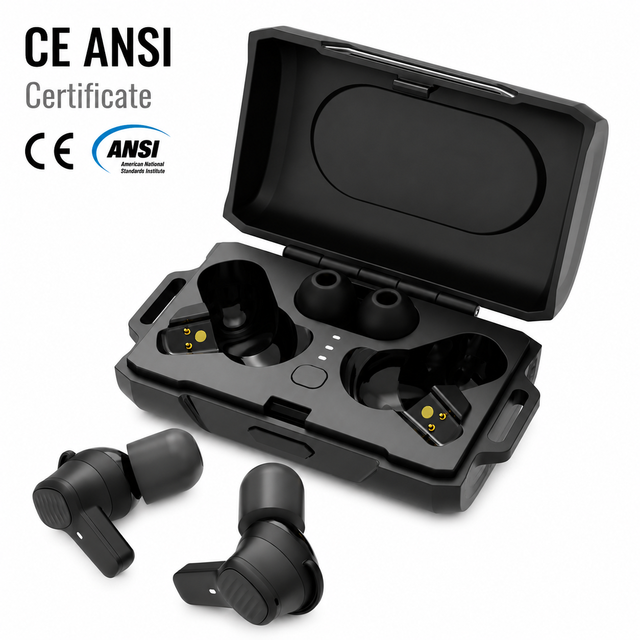 2 in 1 Combo Tactical Wireless Earbuds with PNC Earmuff Enhanced Noise Reduction Electronic Ear Plugs for Shooting