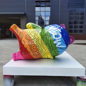 Escultura de León de Dibujos Animados para Exhibición sin Mantenimiento, Figura de Fibra de Vidrio Pintada a Mano, para Ocio al Aire Libre, Lectura en Biblioteca, Forma Irregular - Product Image 2