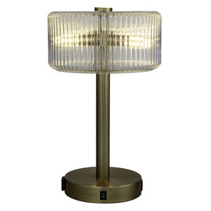 <b>Vintage</b> Brass Adjustable Arm <b>Table</b> <b>Lamp</b> with USB & Outlet | Functional Retro Lighting for Hotel Guest Room Decor - Product Image 2