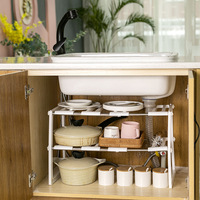 Étagère de cuisine rétractable à 2 niveaux en acier inoxydable Cedar Space, support de rangement multifonctionnel pour casseroles et éviers