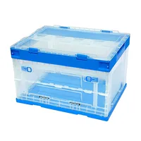 Boîte de rangement pliante en plastique de caisse pliable transparente durable avec couvercle