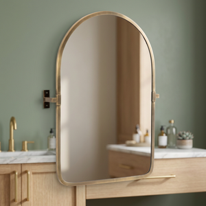 Marco de Espejo Inclinable Arqueado de Latón Dorado Aqdus Saleem |   Espejo de Pared Minimalista para Baño 76x61x8cm Ecológico Hecho a Mano Duradero - Product Image 2