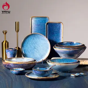 Đầy Màu Sắc Gốm Bắc Âu Bộ Đồ Ăn Nga Dinner Set Bán Sỉ Tấm Đặt Luxury Nhà Hàng Đồ Sứ Màu Xanh