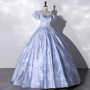 Elegant Blue Off The Shoulder Evening Dress Empire Waist Long Skirt Puff Sleeve Formal Party Wedding Gown 2026 - Product Image 2