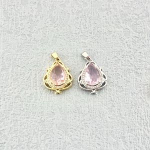 Water Drop Pendant With Zircon Synthetic Gemstone <b>Copper</b> Plated For Jewelry Making Teardrop Shape Hollowed Out <b>Vase</b> Design - Product Image 4